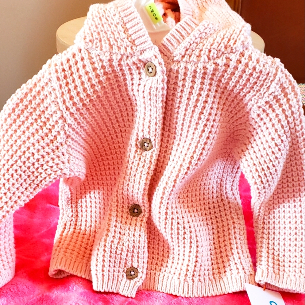 CARTER'S button front hooded Sweater Size 3 Mos. NWT